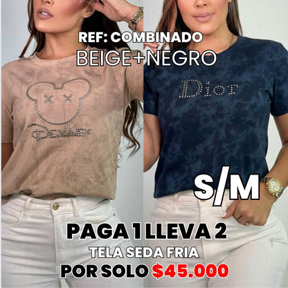 2PACK CAMISETAS SEDA FRIA