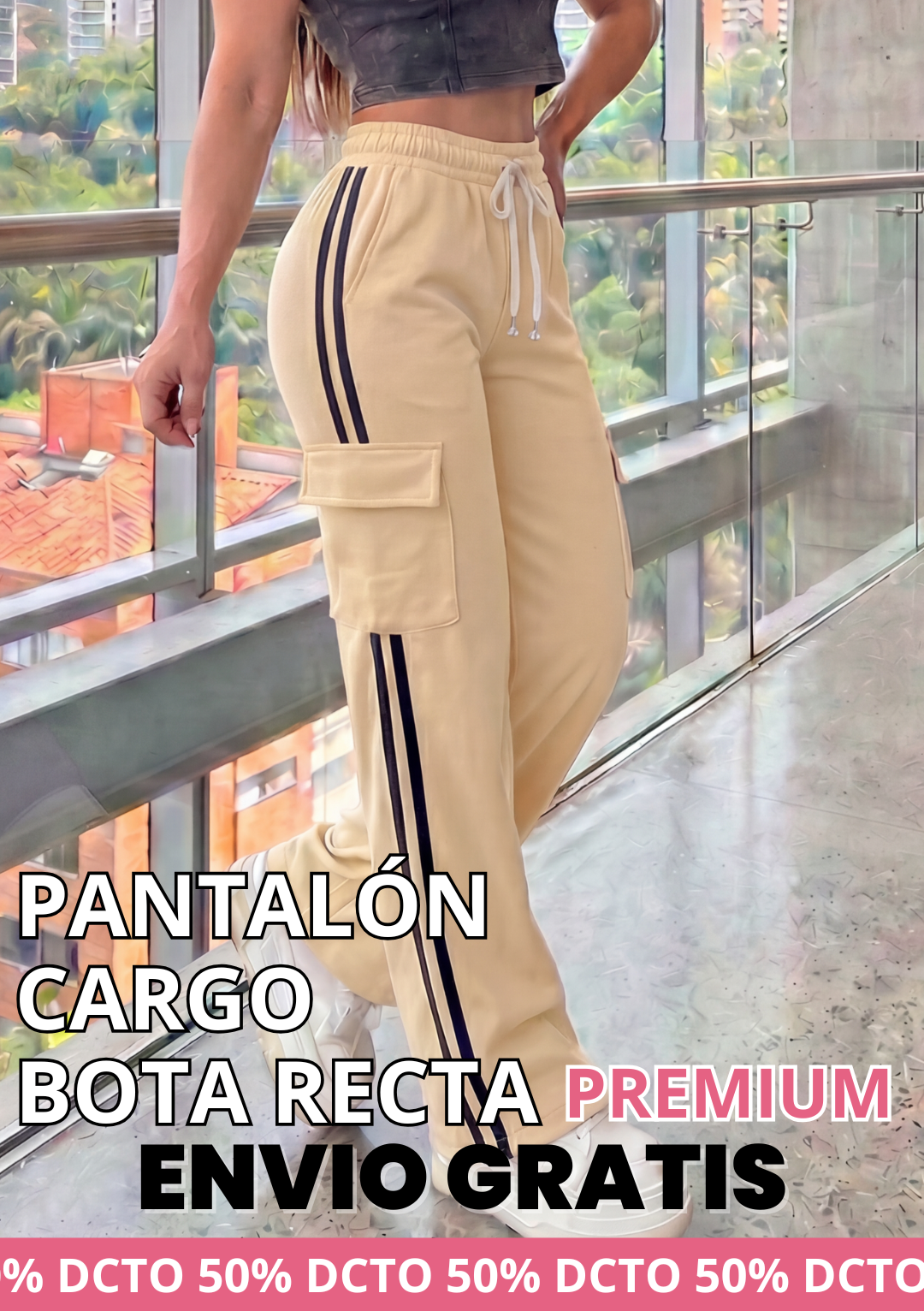PACK X4 PANTALON CARGO BOTA RECTA EN ALGODON & POLIESTER