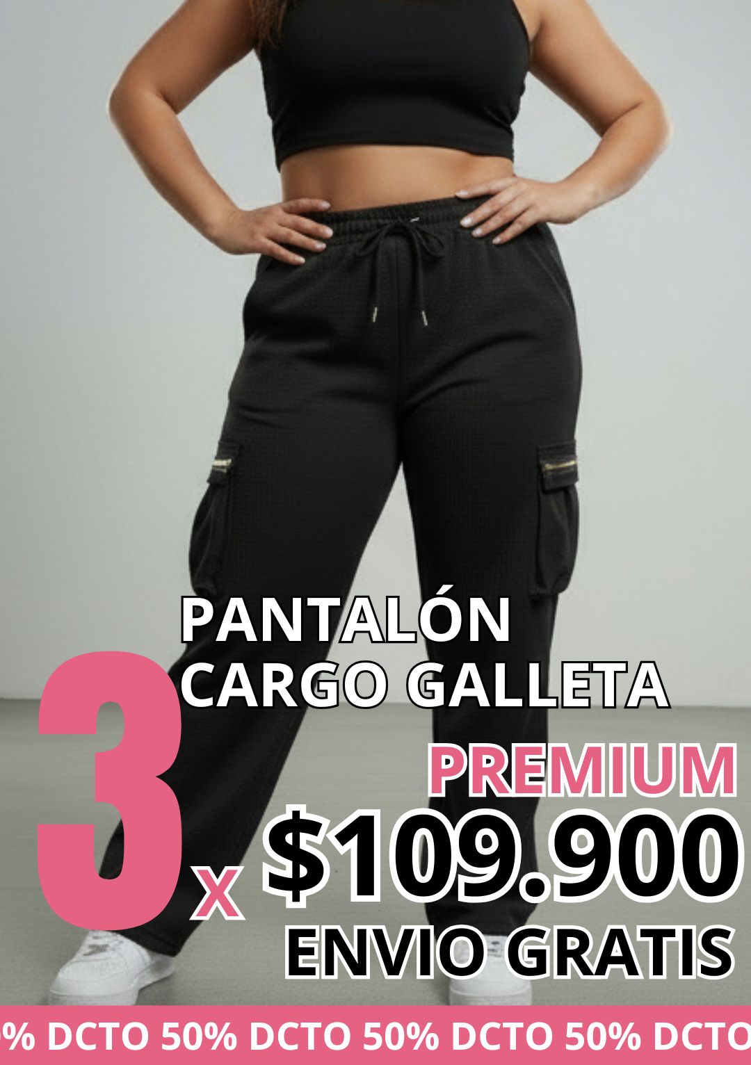 PACK X3 PANTALON CARGO EN GALLETA PREMIUM