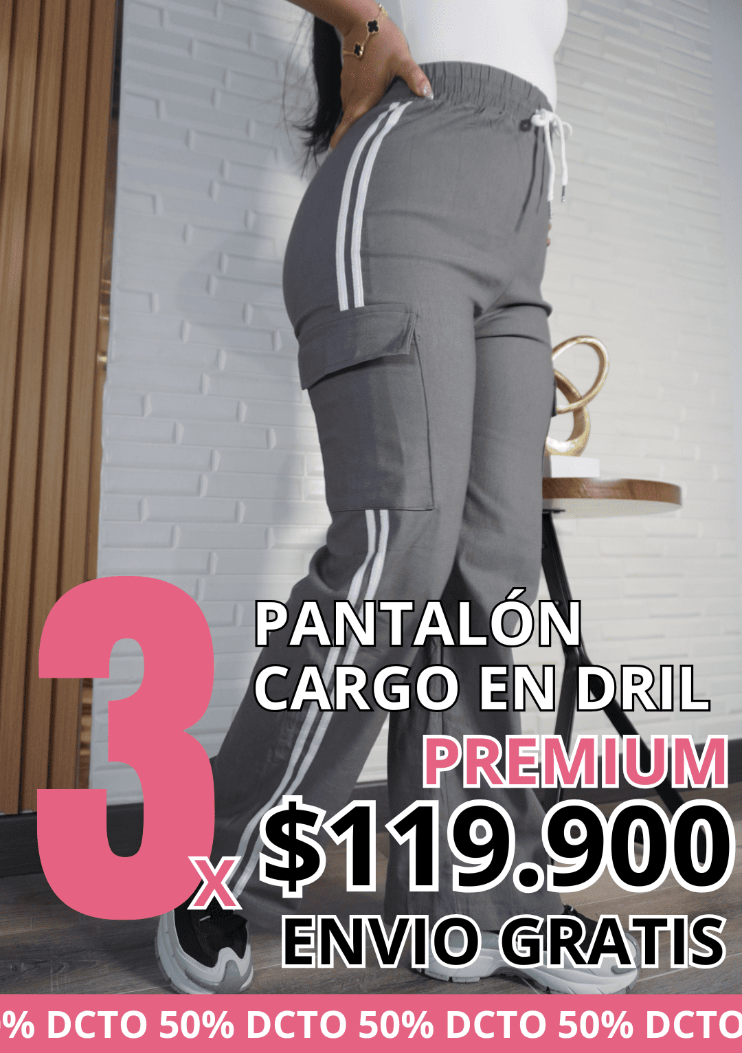 3PACK PANTALON CARGO EN DRIL BC-424