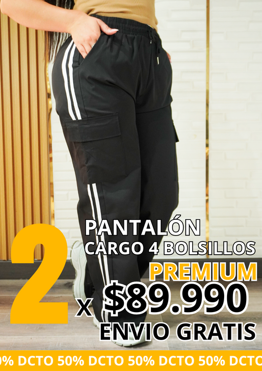 2PACK PANTALON CARGO BOTA RECTA PREMIUM
