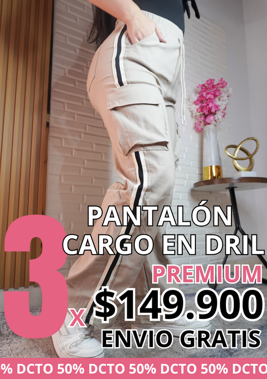 3PACK PANTALON CARGO EN DRIL BC-469