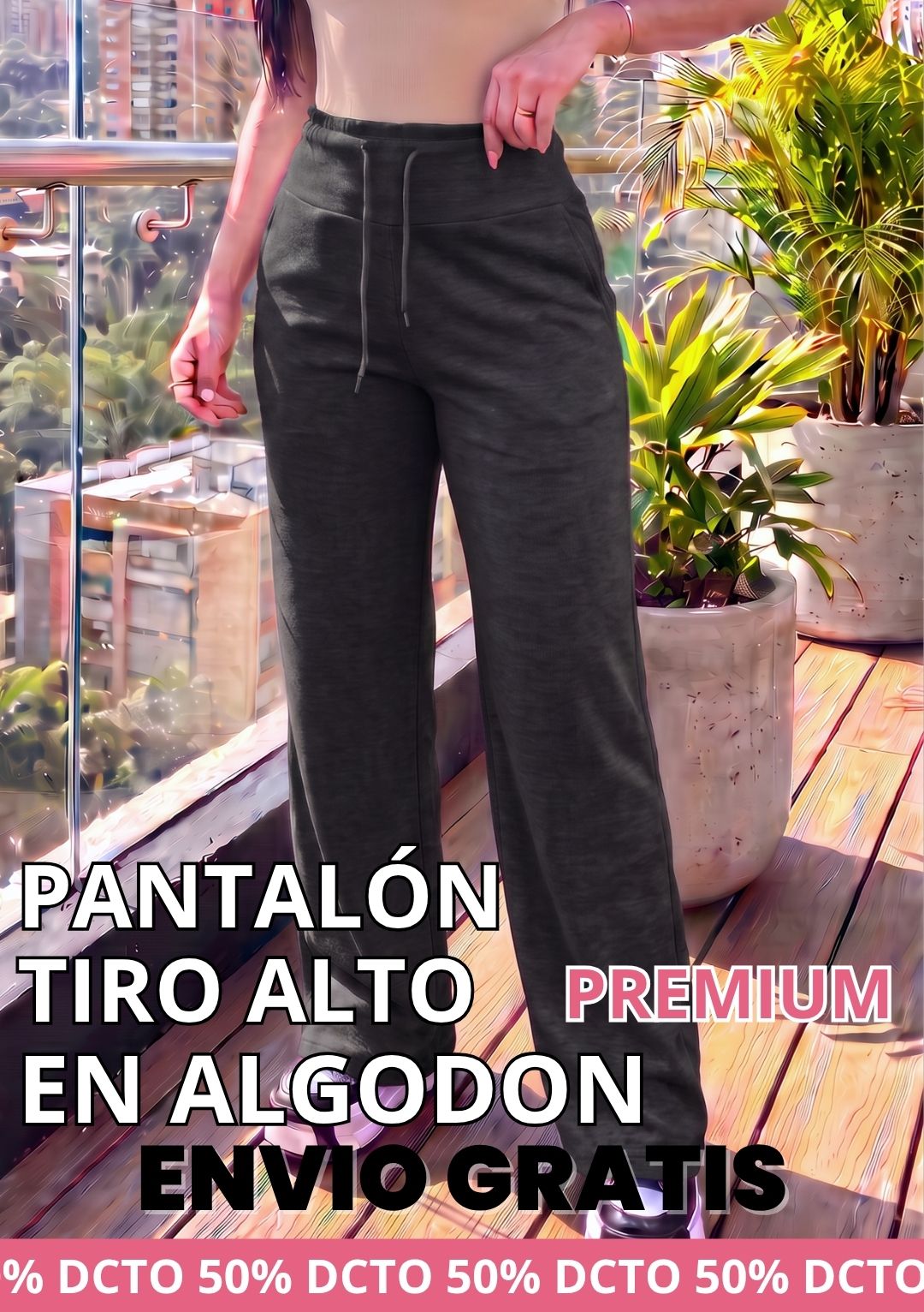 PACK X3 PANTALON GRACE BOTA RECTA ANCHA EN ALGODON PREMIUM
